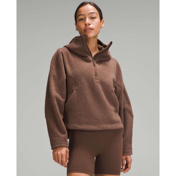 lululemon athletica Tops - Lululemon‎ Womens Lounge Athleisure Sporty Looped Terry Fleece Half Zip Hoodie 2